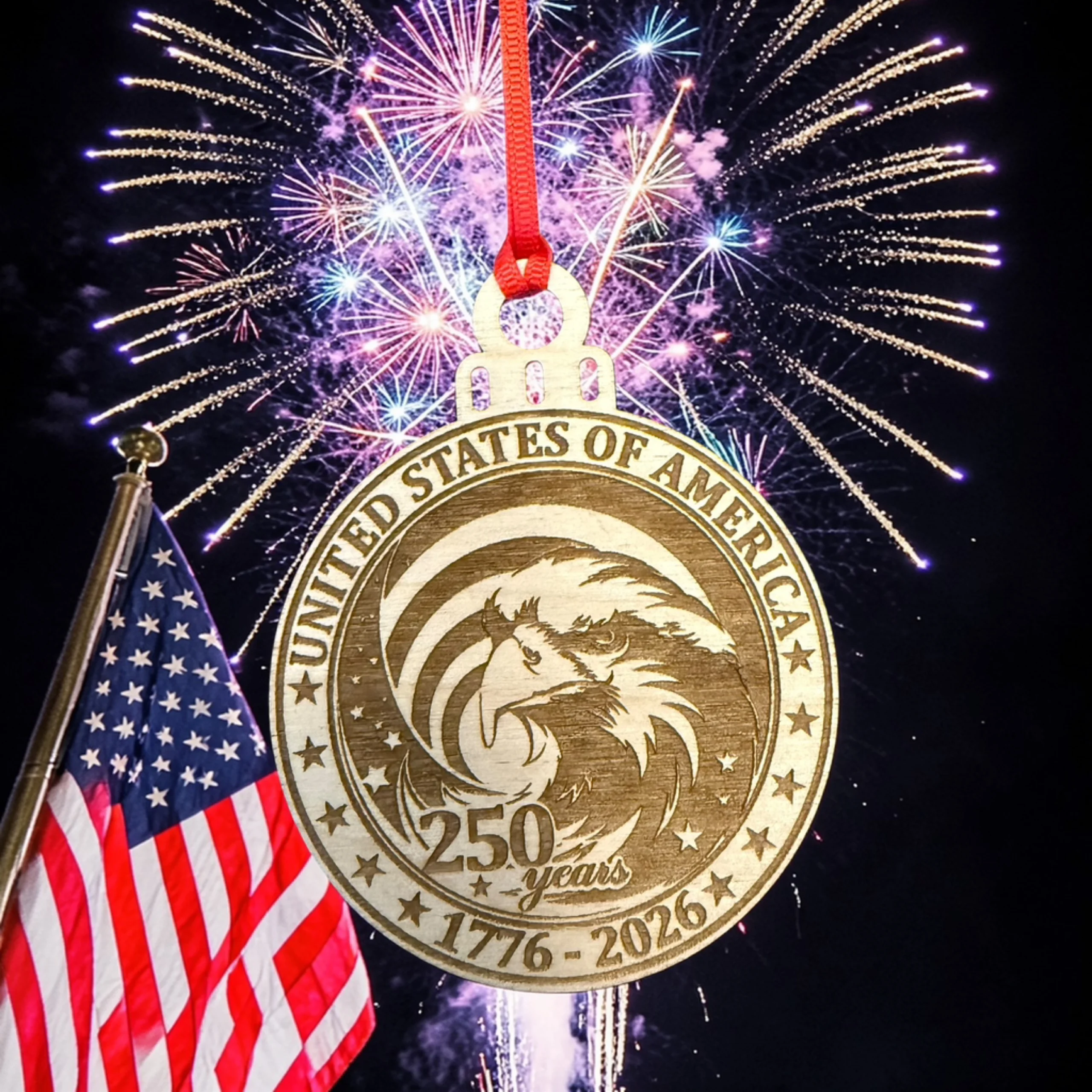250 Anniversary United States Eagle Single Layer 2026 Ornament