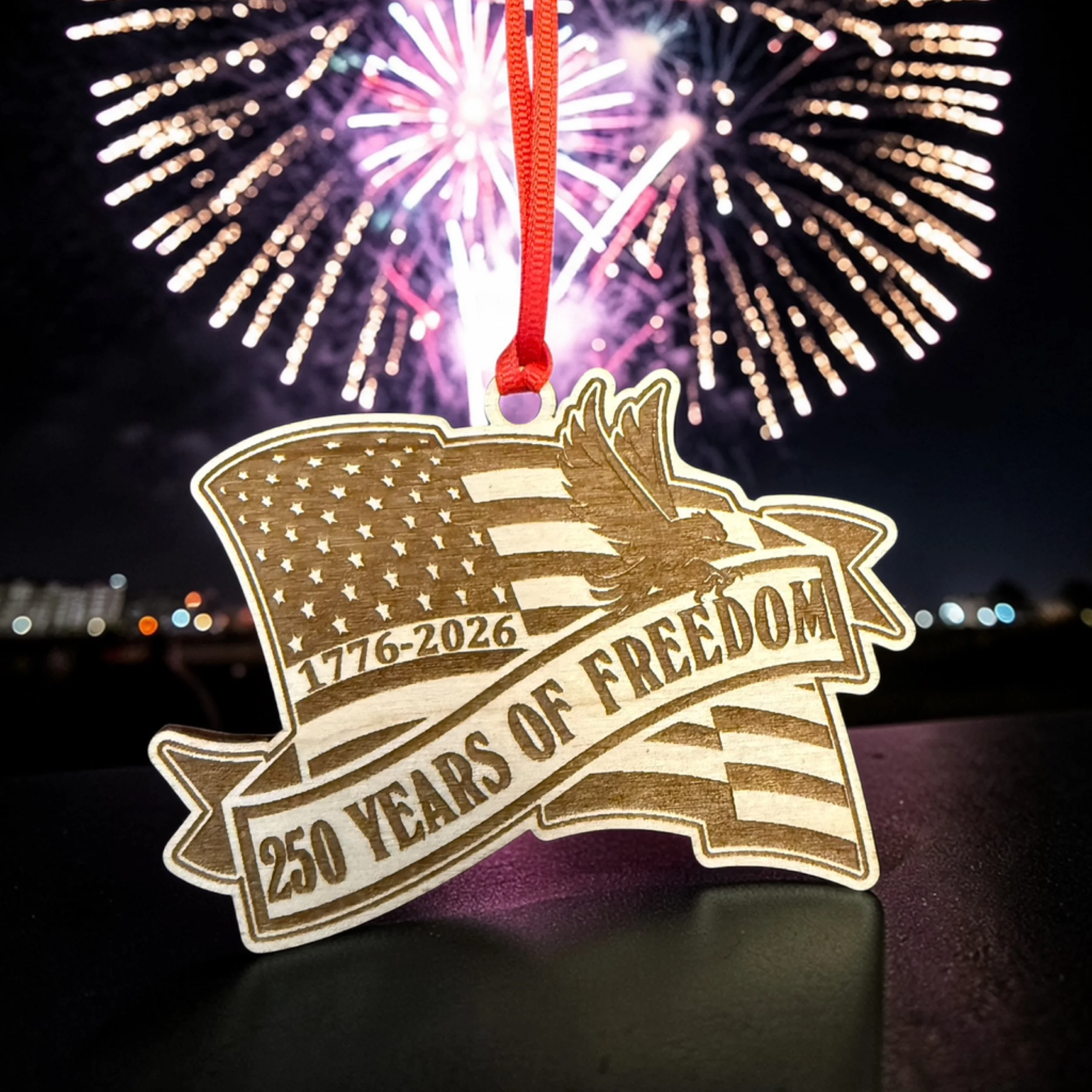 250 Anniversary United States Flag Freedom Single Layer 2026 Ornament