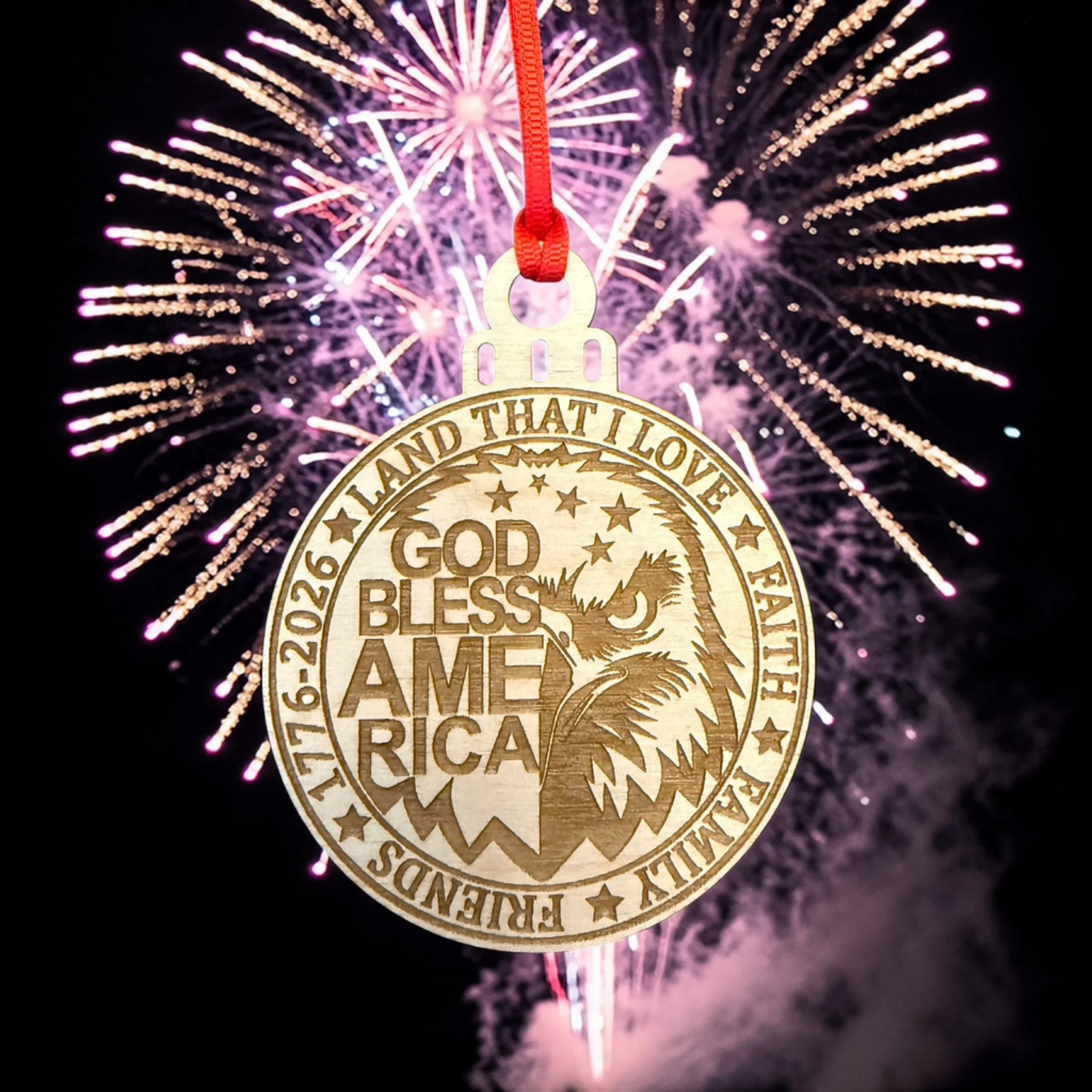 250 Anniversary United States Land that I love Single Layer 2026 Ornament