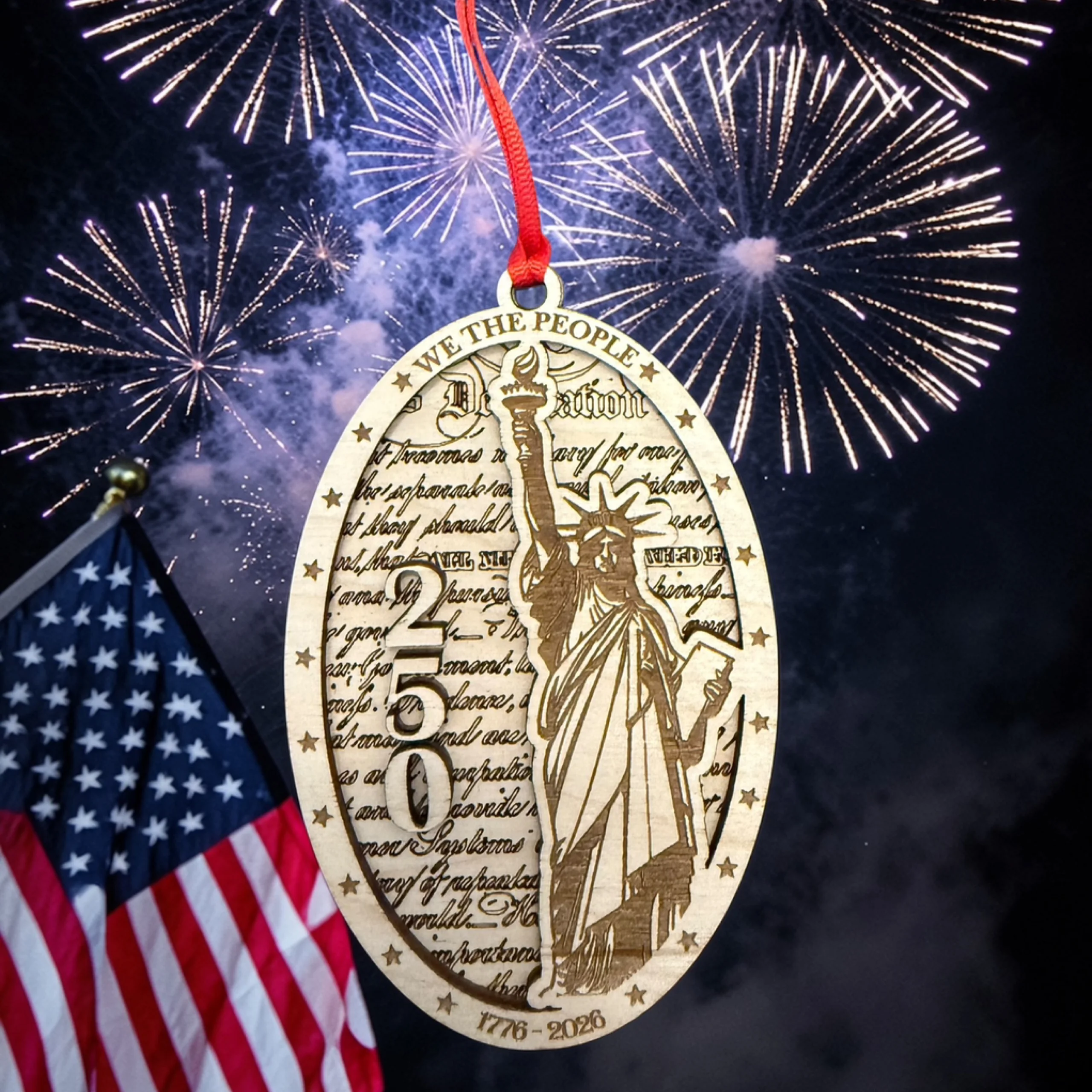 250 Anniversary United States Statue of Liberty Declaration Double Layer 2026 Ornament