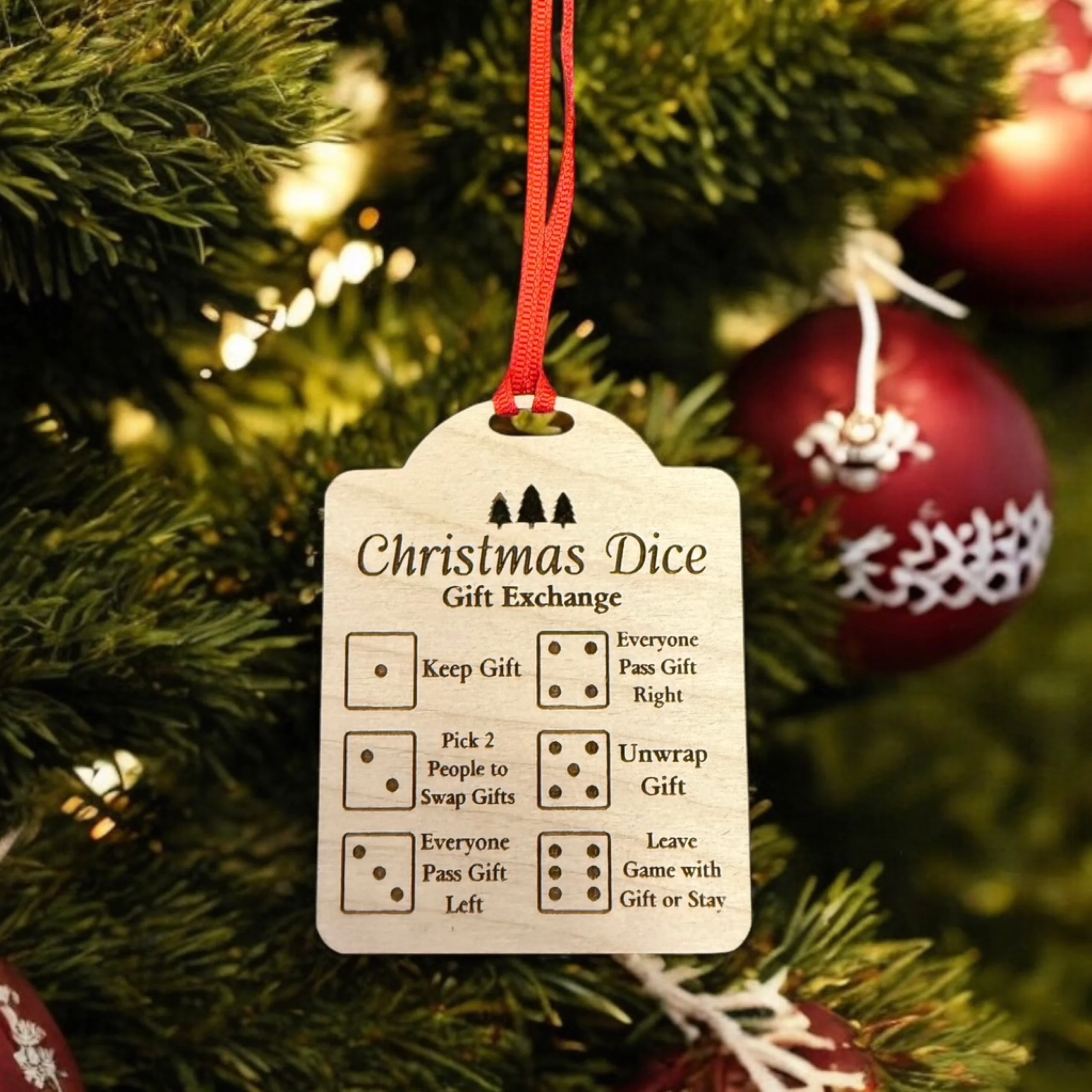 Christmas Dice Gift Exchange Ornament