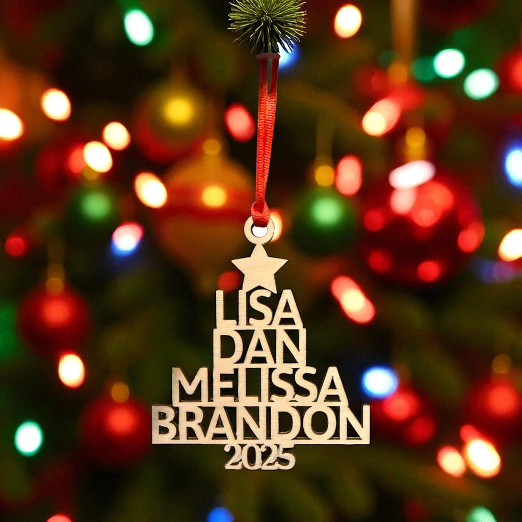 Custom Family Names Christmas Tree Ornament – 2025