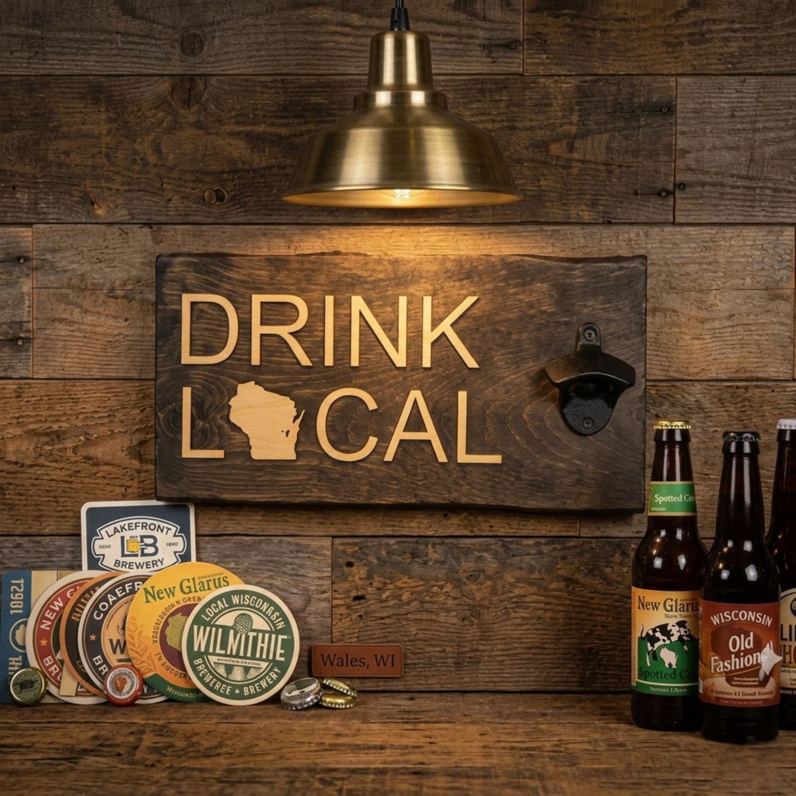 Drink Local Wisconsin Single Mount Bottle Opener