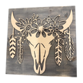 Floral Bull Skull Wall Art