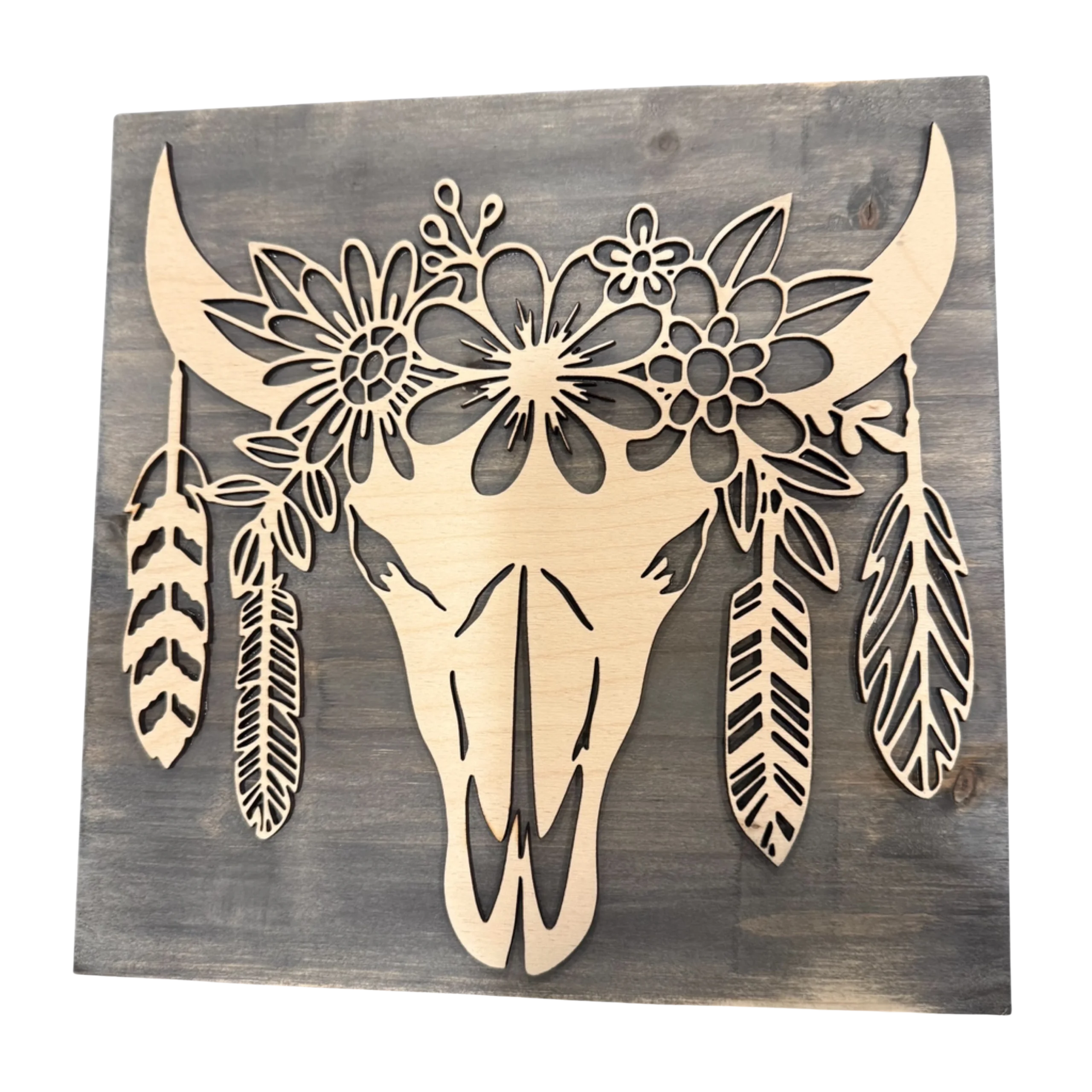 Floral Bull Skull Wall Art
