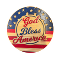 God Bless America Round Wooden Sign