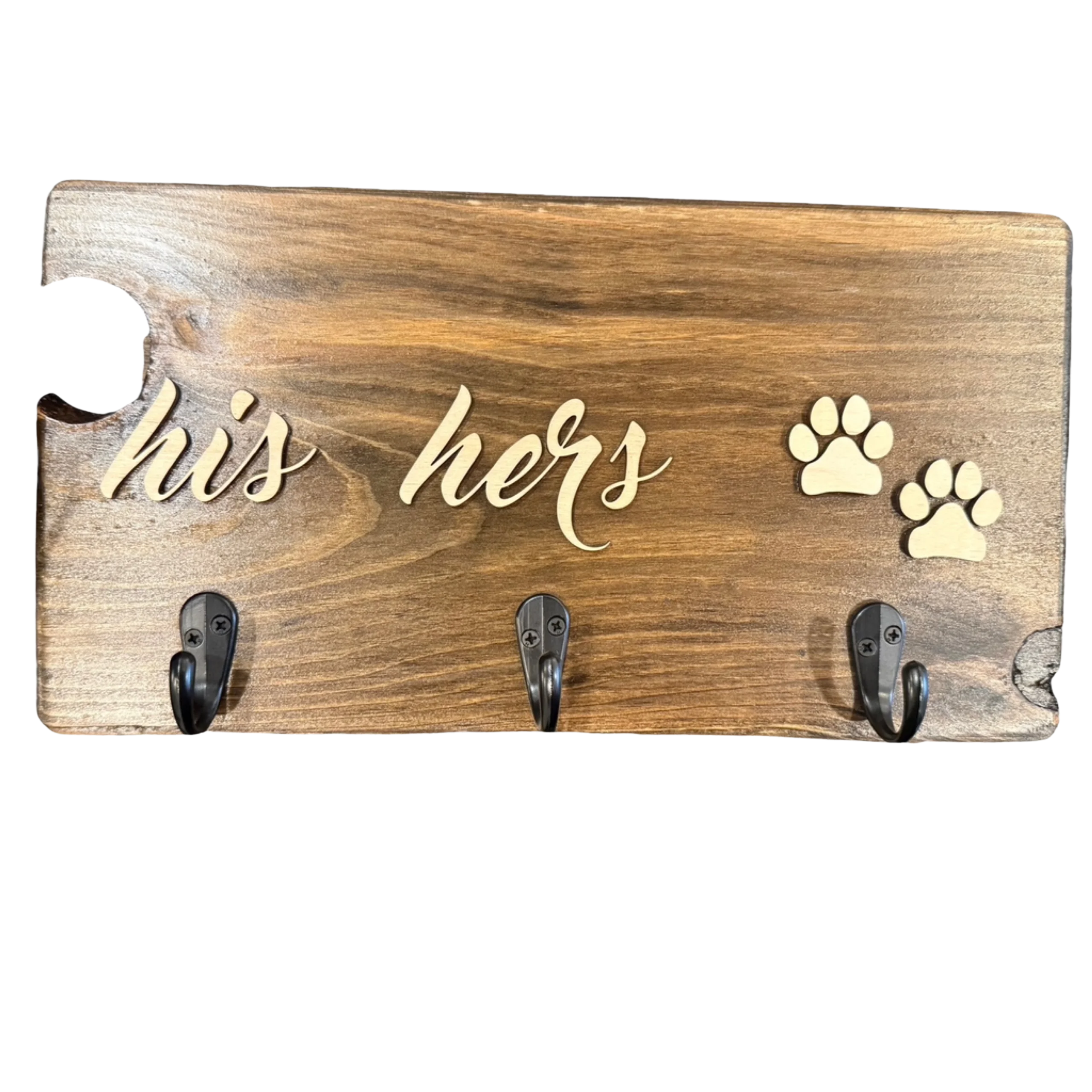 His & Hers Single Paw Print Hook Sign
