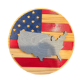 Patriotic Round Wooden USA Map Sign