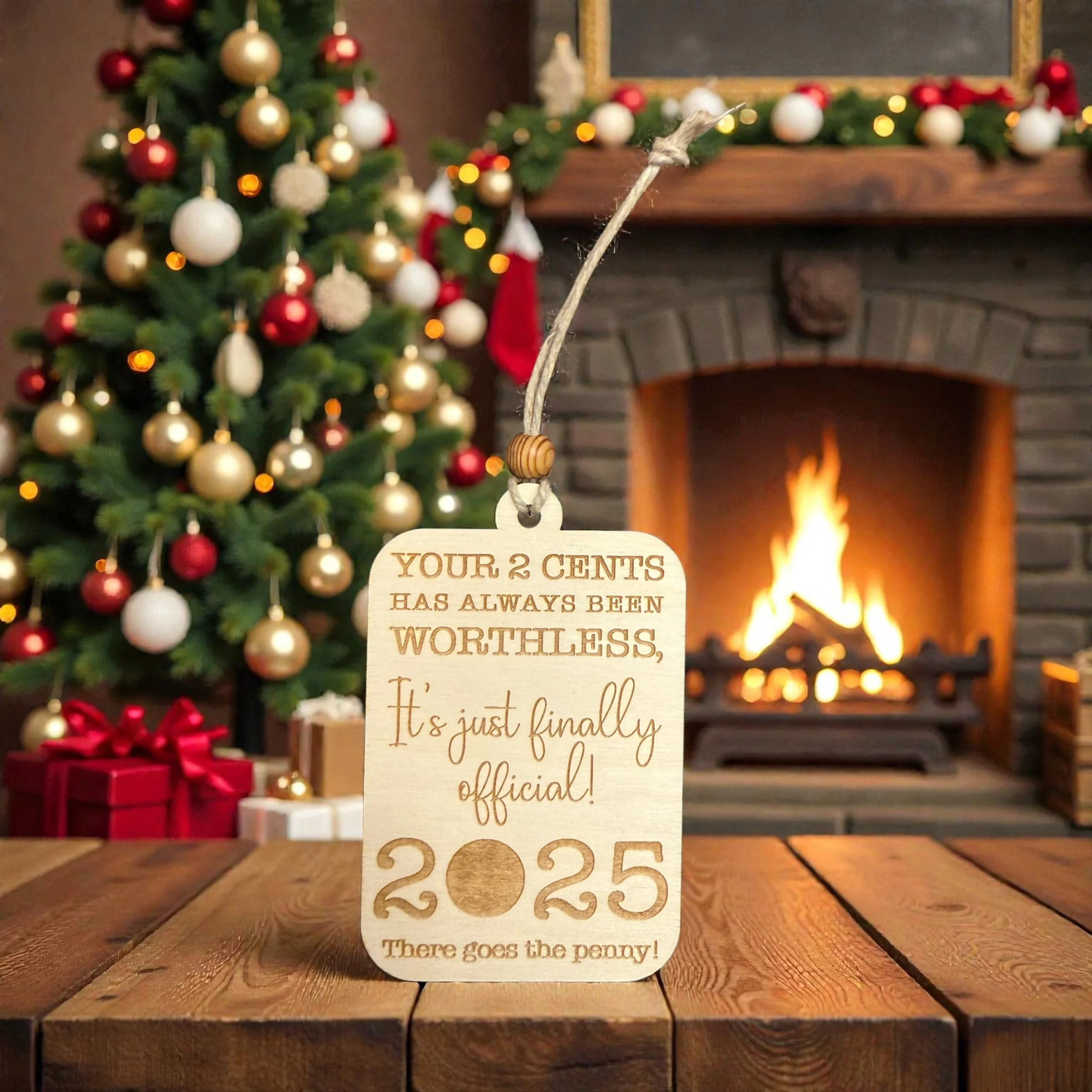 Your 2 Cents Were Always Worthless – Now It’s Official! 2025 Penny Wooden Ornament